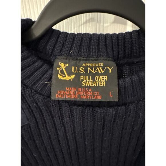 Vintage Approved U.S. Navy Wool Pull Over Sweater Large Howard Uniform Co USA - Picture 2 of 6